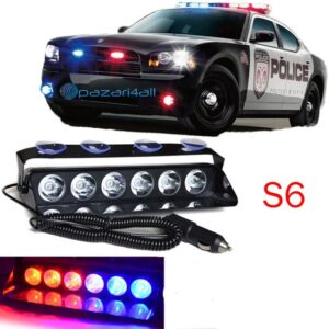 pazari4all.gr-Strobe Police 6 LED Μπλε + Κόκκινο πλαστικό s6 ΟΕΜ