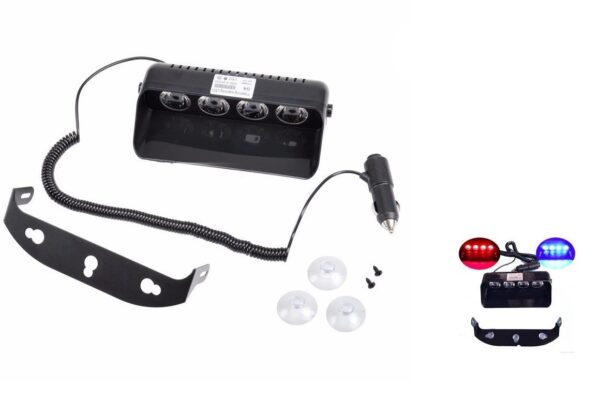 pazari4all.gr-Strobe Police 4 LED Μπλε + Κόκκινο πλαστικό - ΟΕΜ