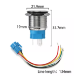 pazari4all.gr-Μπουτόν On/off 19mm με led Μπλέ φωτισμό πέντε επαφών