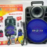 pazari4all-Επαναφορτιζόμενο ηχείο Bluetooth 8 ιντσών CH-812 με καλώδιο μικροφώνου