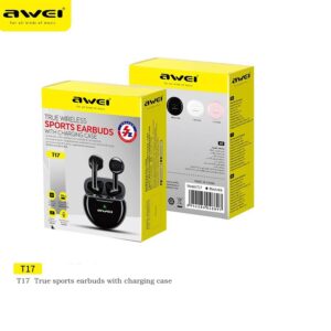 pazari4all.gr-ΑΣΥΡΜΑΤΑ ΑΚΟΥΣΤΙΚΑ BLUETOOTH 5.0 AWEI T17 BLACK WIRELESS SPORTS EARBUDS TWS - ΑΣΠΡΑ - OEM