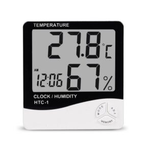 PAZARI4ALL.GR-Ρολόι ξυπνητήρι με θερμόμετρο και υγρασιόμετρο εσωτερικού χώρου HTC-1 - OEM
