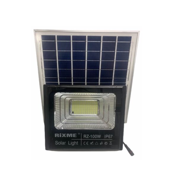 PAZARI4ALL.GR-Ηλιακός Προβολέας RiXME Αδιάβροχος 100W με ηλιακό Πάνελ, Τηλεκοντρόλ και Χρονοδιακόπτη-ΟΕΜ