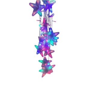 pazari4all.gr-Χριστουγεννιάτικη Ασύμμετρη Κουρτίνα Με 16 Διάφανα Αστέρια Με RGB Led Φωτάκια 3.30m-OEM.