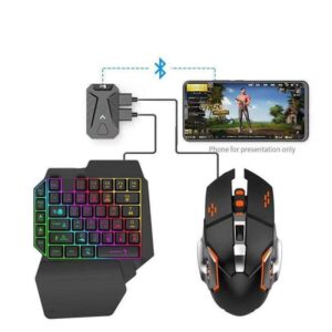 PAZARI4ALL.GR-Gaming σετ με ενσύρματο RGB πληκτρολόγιο/ποντίκι, αντάπτορα Bluetooth και βάση στήριξης για κινητά τηλέφωνα MIX Pro