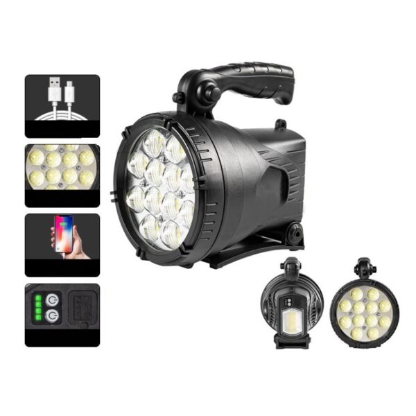 PAZARI4ALL.GR-Επαναφορτιζόμενος Φακός Χειρός LED Spotlight Floodlight Searchlight USB E-SMARTER W867A - ΟΕΜ
