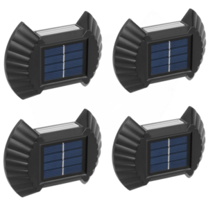 pazari4all -LED Ηλιακό σετ 4 τεμαχίων επιτοίχιο/δαπέδου διπλό φωτιστικό 2 SMD θερμό λευκό με αισθητήρα φωτός IP65 μαύρο OEM.