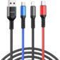 Awei USB to Lightning / Type-C / micro USB Καλώδιο Φόρτισης Μαύρο 1.2m.-pazari4all.gr