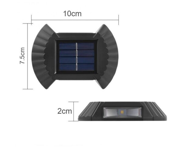 LED Ηλιακό σετ 4 τεμαχίων επιτοίχιο/δαπέδου διπλό φωτιστικό 2 SMD θερμό λευκό με αισθητήρα φωτός IP65 μαύρο OEM.-pazari4all.gr