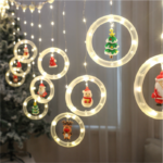 pazari4all.gr-Χριστουγεννιάτικη Κουρτίνα Led – 10 Δαχτυλίδια με Φιγούρα - OEM