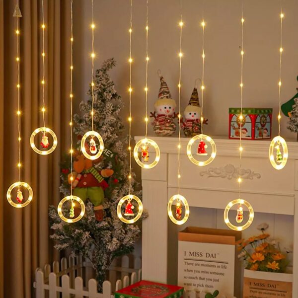 pazari4all.gr-Χριστουγεννιάτικη Κουρτίνα Led – 10 Δαχτυλίδια με Φιγούρα - OEM