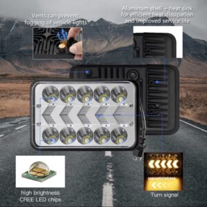 H4 LED προβολέας αδιάβροχος ορθογώνιος κατευθυντικός διασποράς με 2 σκάλες 3 λειτουργίες DRL ΦΛΑΣ 12V/24V IP67 90W 6000K ΟΕΜ-PAZARI4ALL.GR
