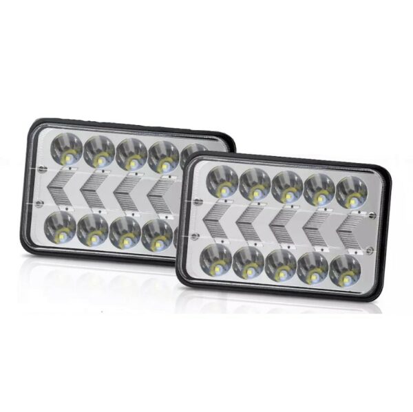 H4 LED προβολέας αδιάβροχος ορθογώνιος κατευθυντικός διασποράς με 2 σκάλες 3 λειτουργίες DRL ΦΛΑΣ 12V/24V IP67 90W 6000K ΟΕΜ-PAZARI4ALL.GR