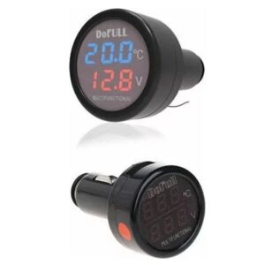pazari4all.gr-Ψηφιακό Θερμόμετρο & Βολτόμετρο Αναπτήρα Αυτοκινήτου με Φορτιστή USB DoFull 