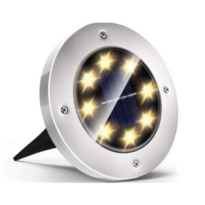 pazari4all.gr-Ηλιακό Καρφωτό - Χωνευτό Φωτιστικό Με 8 LED Κήπου Με Αισθητήρα Φωτός - Θερμό Λευκό φωτισμό - OEM Disk Lights