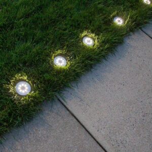 pazari4all.gr-Ηλιακό Καρφωτό - Χωνευτό Φωτιστικό Με 8 LED Κήπου Με Αισθητήρα Φωτός - Θερμό Λευκό φωτισμό - OEM Disk Lights