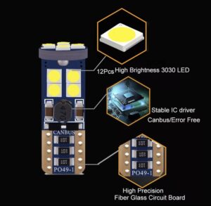 Ψείρες Αυτοκίνητου T10 W5W 3rd Generation Can-Bus 12 SMD 3030 6W 900lm DC 12 IP20 Ψυχρό Λευκό 5000K 2 τμχ -PAZARI4ALL.GR