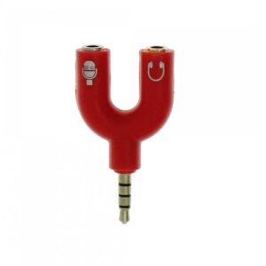 pazari4all.gr-Stereo splitter gold plated ήχου 3.5mm jack αρσενικό σε 2 x 3.5mm jack mic και ακουστικά κόκκινο QH-C1190 OEM