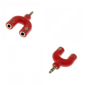 pazari4all.gr-Stereo splitter gold plated ήχου 3.5mm jack αρσενικό σε 2 x 3.5mm jack mic και ακουστικά κόκκινο QH-C1190 OEM
