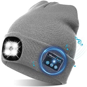 pazari4all.gr-Σκουφάκι Bluetooth LED Με Eνσωματωμένα Aκουστικά & Μικρόφωνο Γκρι Beanie - ΟΕΜ