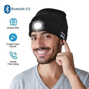 pazari4all.gr-Σκουφάκι Bluetooth LED Με Eνσωματωμένα Aκουστικά & Μικρόφωνο Γκρι Beanie - ΟΕΜ