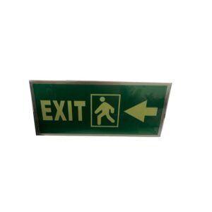 pazari4all.gr-Πινακίδα φωσφοριζέ ’’Έξοδος Κινδύνου’’ προς τα Αριστερά 20×9 cm– Emergency Exit Up Sign - OEM