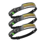 Σετ 3 pcs Επαναφορτιζόμενοι Φακόι Κεφαλής Με 90LED Κόκκινο Λευκό και Πορτοκαλί Φωτισμού OEM-Pazari4all.gr