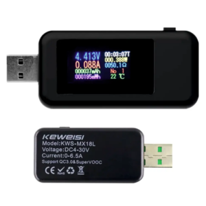 pazari4all - USB Tester 10 σε 1 Δοκιμαστικό Τάσης, Ρεύματος, Χωρητικότητας, Ισχύος με Έγχρωμες Ενδείξεις 4V-30V KEWEISI KWS-MX18L
