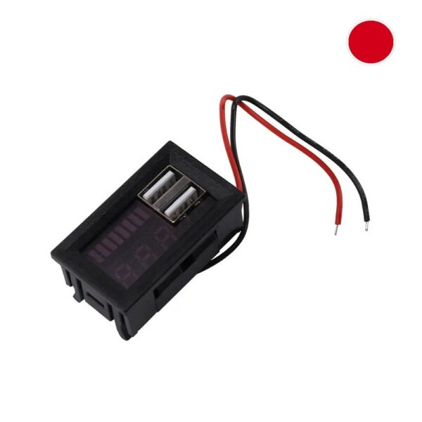 pazari4all - Ψηφιακό βολτόμετρο με οθόνη LED οχήματα Dc 12V 2USB 5V2A Κόκκινο ΟΕΜ