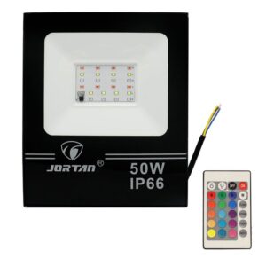 pazari4all -Αδιάβροχος προβολέας LED 50W με τηλεχειριστήριο 2000LM 220V RGB IP66 Jortan TP50WRGB