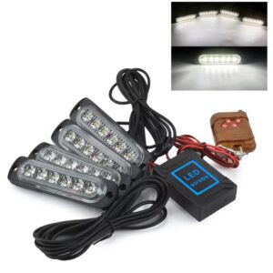 pazari4all - Σετ φανάρια LED λευκό 6 SMD 12V/24V με 12 λειτουργίες και χειριστήριο 4 τεμαχίων IP66 OEM