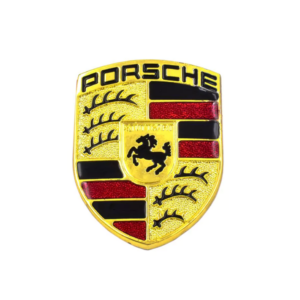 pazari4all - Αυτοκόλλητο μεταλλικό Porsche 5cm x 6,5cm Χρυσό – ΟΕΜ