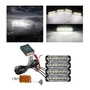 pazari4all - Σετ φανάρια LED λευκό 6 SMD 12V/24V με 12 λειτουργίες και χειριστήριο 4 τεμαχίων IP66 OEM