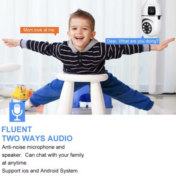 pazari4all - Wifi Camera Ασφαλείας για Ντουι Ε27, 8 MP 1080 p, Αδιάβροχη, Αμφίδρομη Επικοινωνία, ‘Εγχρωμη με Νυχτερινή λήψη και Αισθητήρα κίνησης