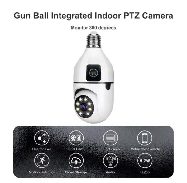 pazari4all - Wifi Camera Ασφαλείας για Ντουι Ε27, 8 MP 1080 p, Αδιάβροχη, Αμφίδρομη Επικοινωνία, ‘Εγχρωμη με Νυχτερινή λήψη και Αισθητήρα κίνησης