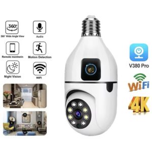 pazari4all - Wifi Camera Ασφαλείας για Ντουι Ε27, 8 MP 1080 p, Αδιάβροχη, Αμφίδρομη Επικοινωνία, ‘Εγχρωμη με Νυχτερινή λήψη και Αισθητήρα κίνησης