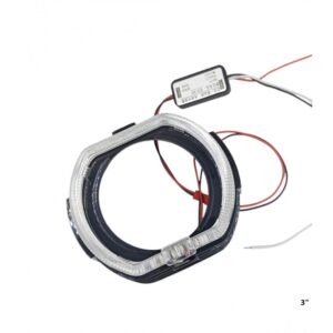 pazari4all -Τετράγωνα λευκά LED φώτα ημέρας στεφάνη angel eye αυτοκινήτου 3″ W17338-1
