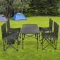 pazari4all - Σετ Φορητό Τραπέζι Μεταλλικό 95x55x50cm με 4 καρέκλες 37x37x63cm για Camping Πτυσσόμενα FX-7108-1 Μαύρο