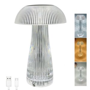 pazari4all -Επιτραπέζιο Διάφανο Φωτιστικό LED Αφής με 3 Χρώματα Φωτισμού Crystal Light AP48034