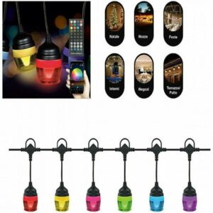 pazari4all -Γιρλάντα RGB Aδιάβροχη 12m με 12 Λάμπες με Τηλεκοντρόλ και Bluetooth AL76419 ARRANGO