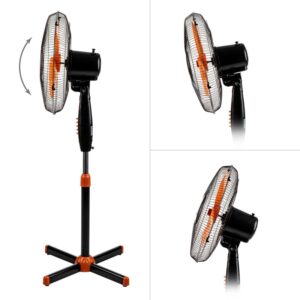 pazari4all -Ανεμιστήρας δαπέδου 40cm 220V 4 ταχυτήτων 5 λεπίδες 60W FS-40 πορτοκαλί
