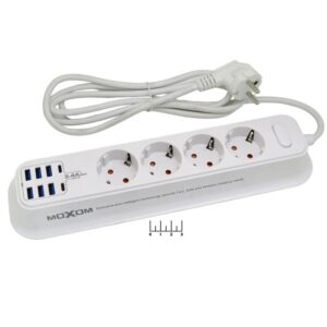 pazari4all -Πολύπριζο με θύρες USB και Type-C MX-ST05 MOXOM Λευκό