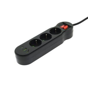pazari4all -Πολύπριζο QL-1052U 3 Θέσεων με 2 USB-A & 1 USB-C 3M (Μαύρο)