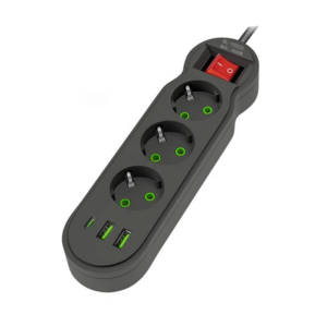 pazari4all -Πολύπριζο QL-1052U 3 Θέσεων με 2 USB-A & 1 USB-C 3M (Μαύρο)
