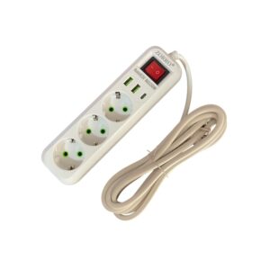 pazari4all -Πολύπριζο 3 Θέσεων με 2 Θύρες USB και 1 Θύρα Type-C με Διακόπτη Προστασίας Υπερφόρτωσης K23U