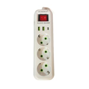 pazari4all -Πολύπριζο 3 Θέσεων με 2 Θύρες USB και 1 Θύρα Type-C με Διακόπτη Προστασίας Υπερφόρτωσης K23U